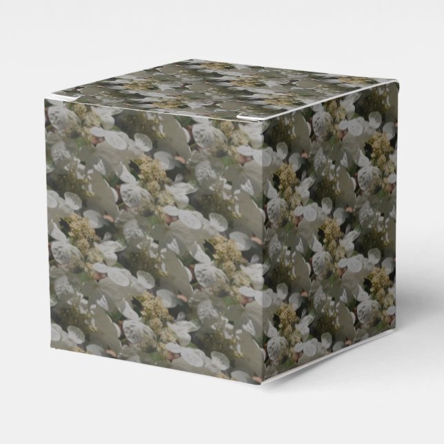 White Lace Cap Hydrangea Flowers       Favor Box (Front Side)