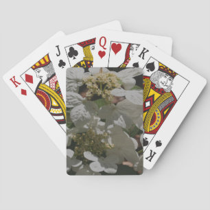 White Lace Cap Hydrangea Flowers Playing Cards
