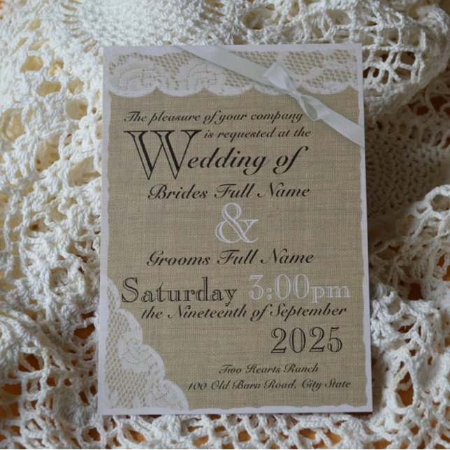 White Lace Country Wedding Invitation (Creator Uploaded)