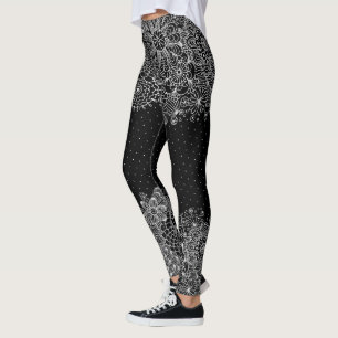 White Lace & Dots Girly Design Leggings