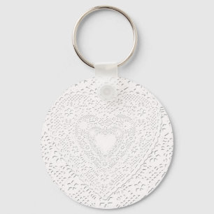 White Lace Fabric  Background Template Keychain