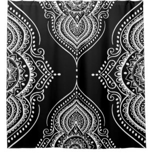 White Lace Floral Ornament On Black