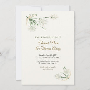 White Lace Flower Corners Wedding Invitation