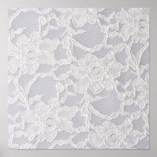 White Lace Flower Lace Pattern Background Pure Poster (Front)