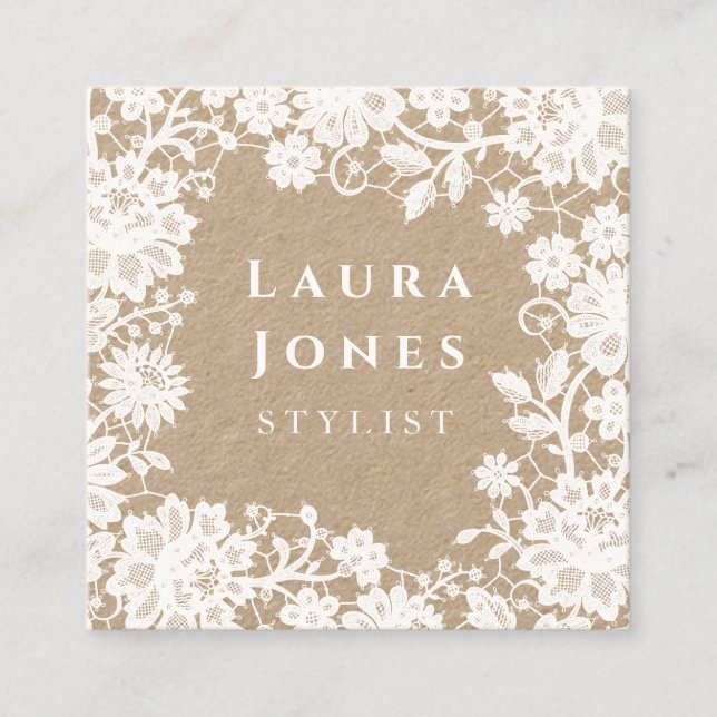 White Lace Kraft Square Stylist Appointment (Front)