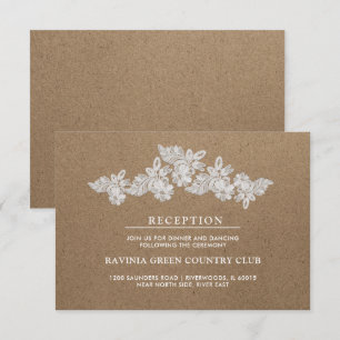 White Lace Kraft Wedding Reception Cards