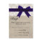White Lace NavyRibbon and Burlap Wedding RSVP Card