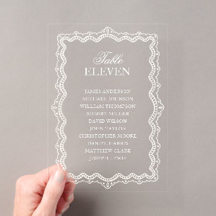 White Lace Old Money Wedding Seating Chart Acrylic Invitations