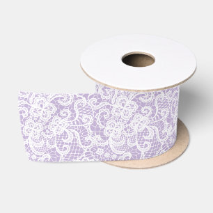 White Lace on Lavender Satin Ribbon