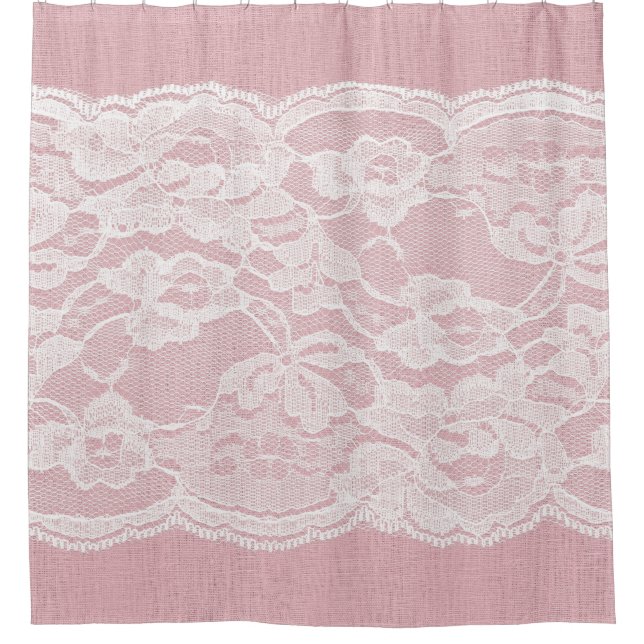 White Lace on Pastel Pink Linen Texture (Front)