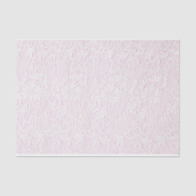 White Lace on Pink, 10" x 15" Tissue Paper (Front)