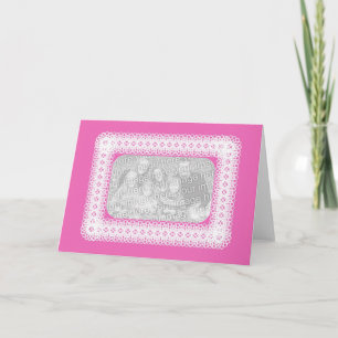 White Lace On Pink Card