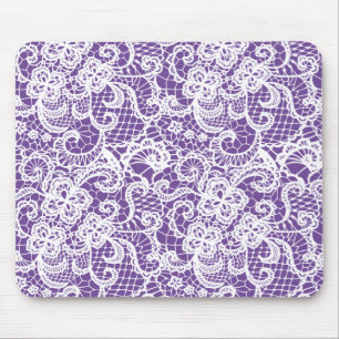 White Lace On Purple Mouse Pad