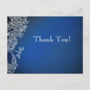 White Lace on Royal Blue Dragonflies Postcard