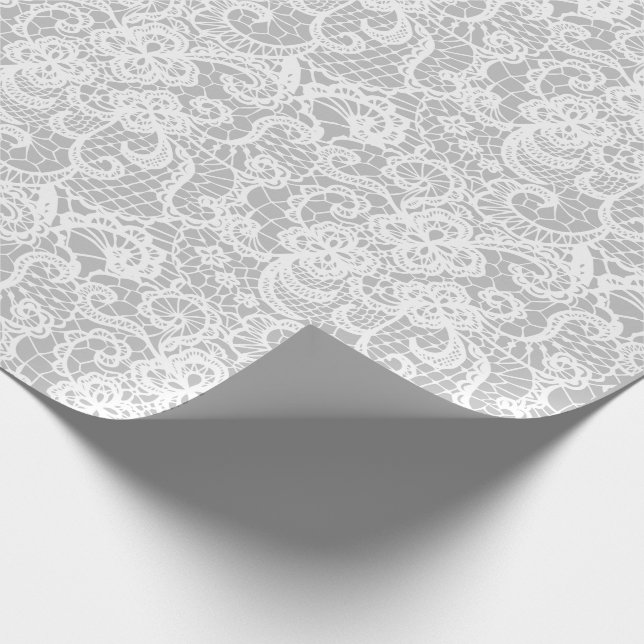White Lace on Silver Wrapping Paper (Corner)