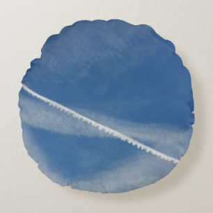 white lace on the sky round pillow