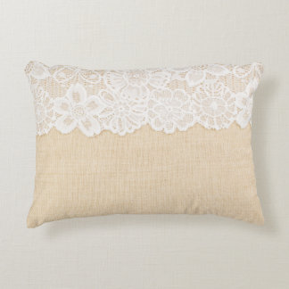 White lace over fabric design. accent pillow