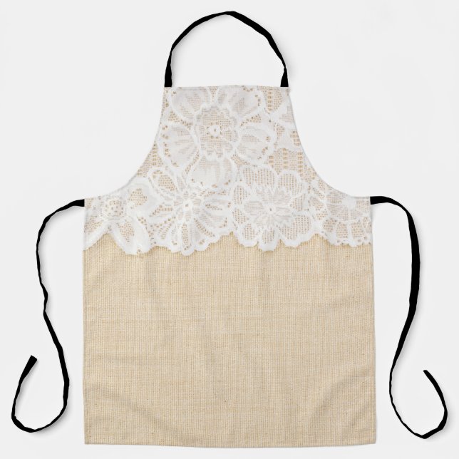 White lace over fabric design. apron (Front)