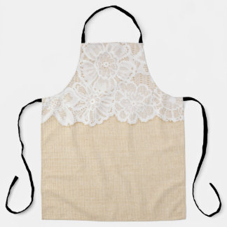 White lace over fabric design. apron