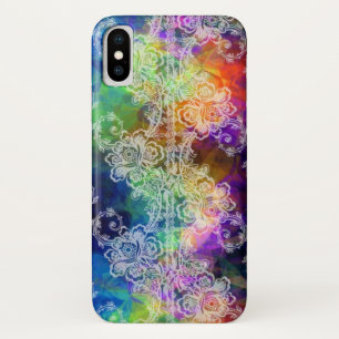 White Lace Over Rainbow Tissue Paper iPhone X Case