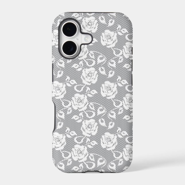 White lace pattern on grey background (Back)