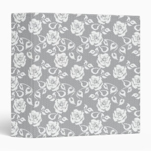 White lace pattern on grey background binder