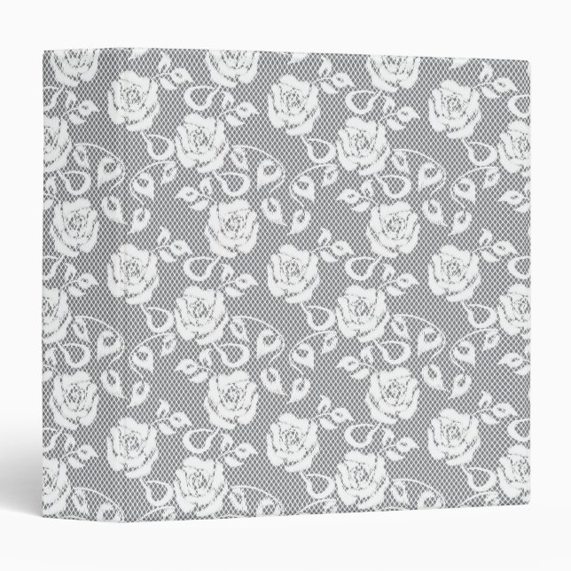 White lace pattern on grey background binder (Front/Spine)