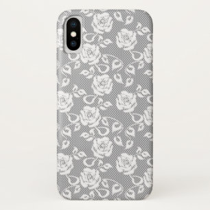 White lace pattern on grey background Case-Mate iPhone case