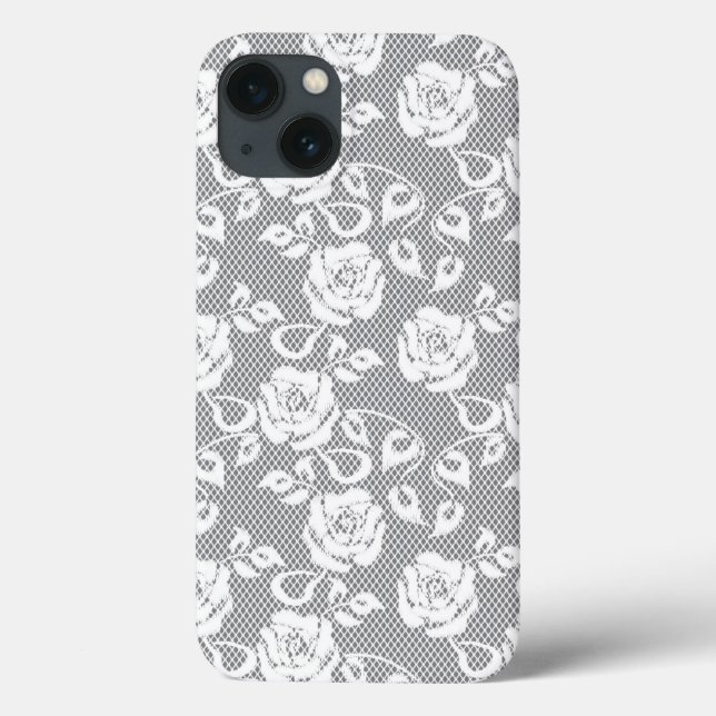 White lace pattern on grey background Case-Mate iPhone case (Back)