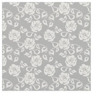 White lace pattern on grey background fabric