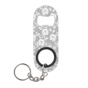 White lace pattern on grey background mini bottle opener