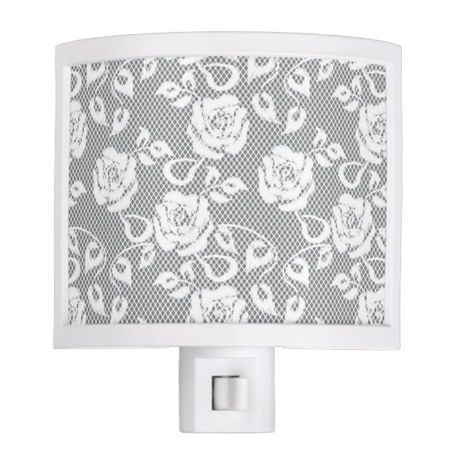 White lace pattern on grey background nite lite (Front)