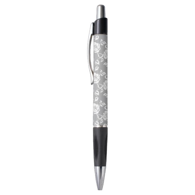 White lace pattern on grey background pen (Top (Vertical))