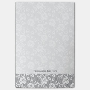 White lace pattern on grey background post-it notes