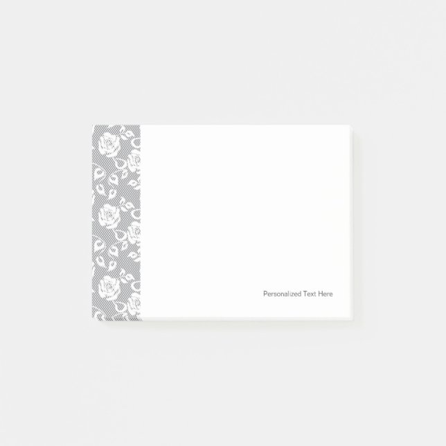 White lace pattern on grey background post-it notes (Front)