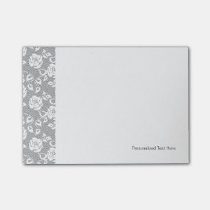 White lace pattern on grey background post-it notes