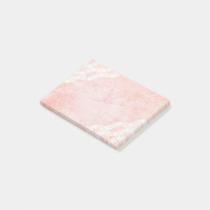 White lace Pink post-it notes