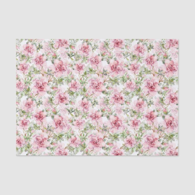 White Lace Pink Roses Gift Bag Matching Tissue Paper (Front)