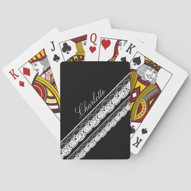 White Lace Ribbons Deck of Cards (Back)