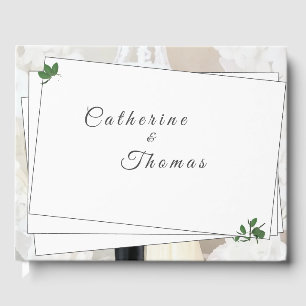 White Lace & Rose Leaves Guest Book