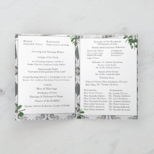 White Lace & Rose Leaves Nuptial Mass with Photo  Program
