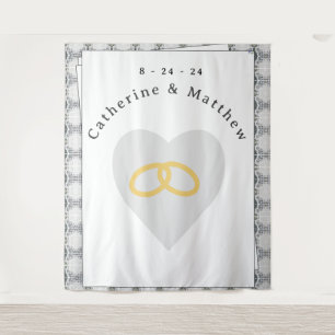 White Lace & Rose Leaves Wedding Tapestry