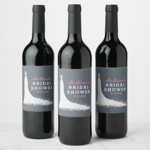 White lace wedding dress Bridal shower Wine Label