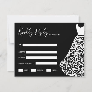 White Lace Wedding Dress RSVP Card
