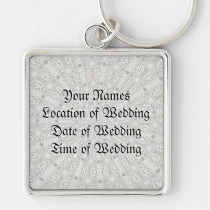 White Lace Wedding Kaleidoscope (Your Words Here) Keychain