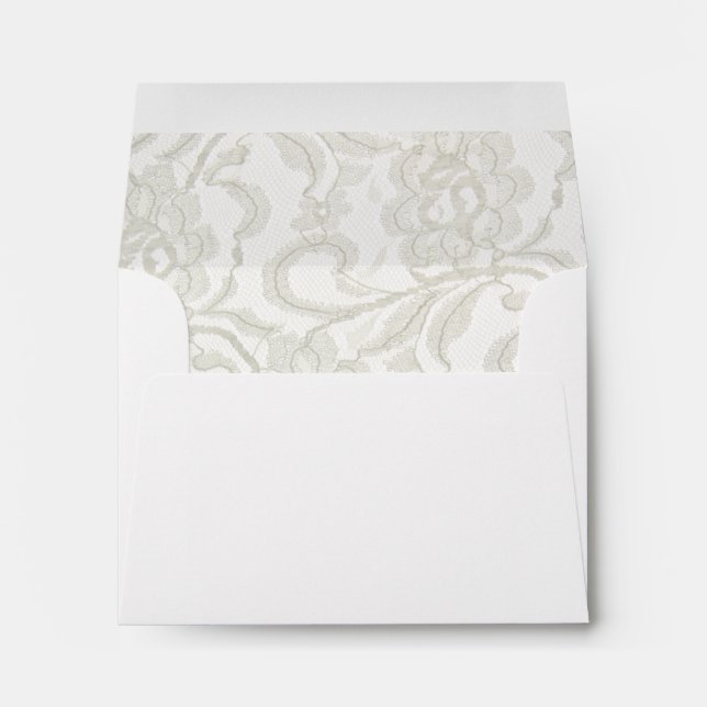 White Lace Wedding RSVP Response Card Envelope (Back (Bottom))