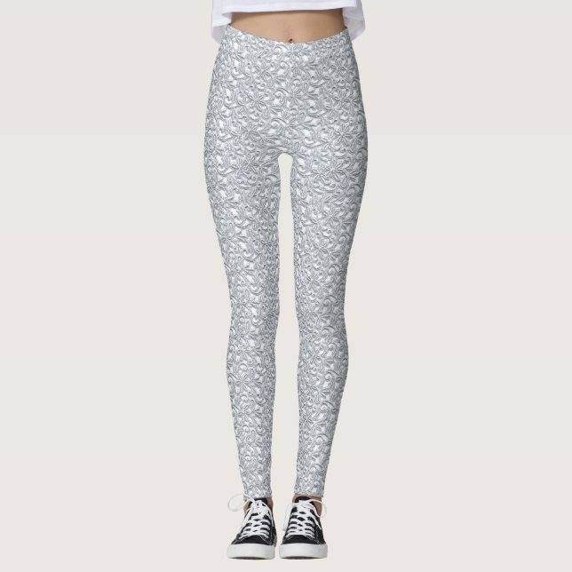 White Lace Yoga Gym Exercice Leggings Pantalon (Devant)