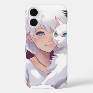 White Lady Cat iPhone 16 Case