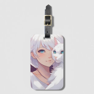 White Lady Cat  Luggage Tag