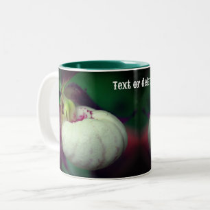 White Lady Slipper Orchid Flower Personalized Two-Tone Coffee Mug